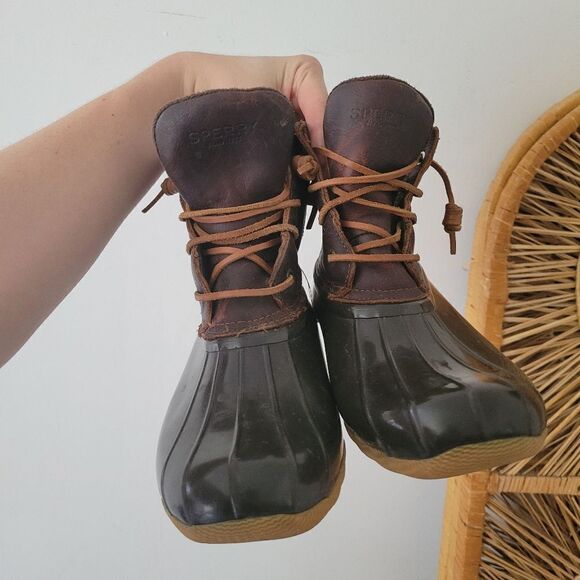 Sperry Topsider Saltwater Waterproof Leather Duck Boot Brown 10M - Picture 4 of 12